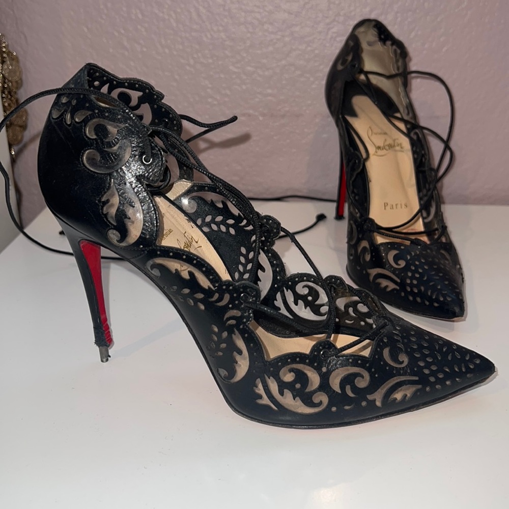 Christian Louboutin Black Lace Pumps